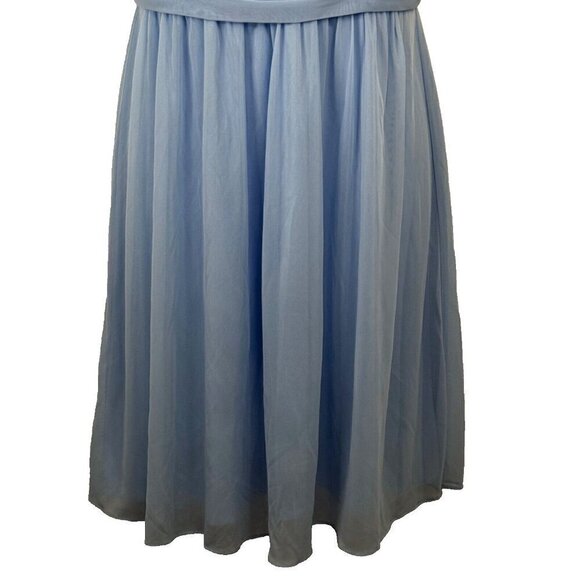 David's Bridal Y Neck Mesh Short Bridesmaid Dress Ice Blue Women's Size 6 EUC - Picture 4 of 10